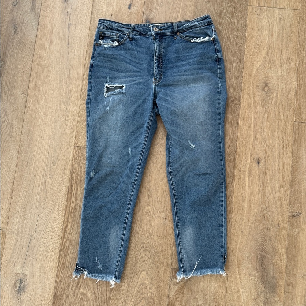 KanCan Dark Wash Distressed Ankle Jeans